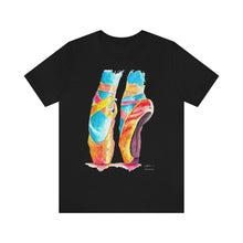 Load image into Gallery viewer, Watercolor Pointe Shoes - Design on Front - Adult Jersey Short Sleeve Tee (White, Black)
