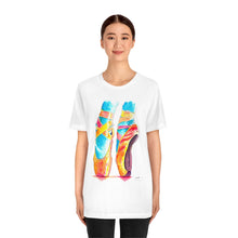Load image into Gallery viewer, Watercolor Pointe Shoes - Design on Front - Adult Jersey Short Sleeve Tee (White, Black)
